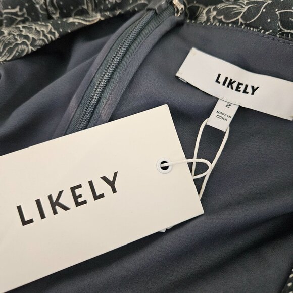 Likely Womens Moss Tiered Midi Dress Floral Short Sleeves & Square Neck Size 2 - Picture 10 of 14